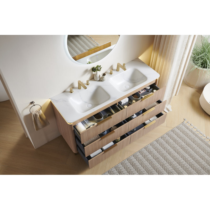 Meuble-lavabo de salle de bain Amara, Beige