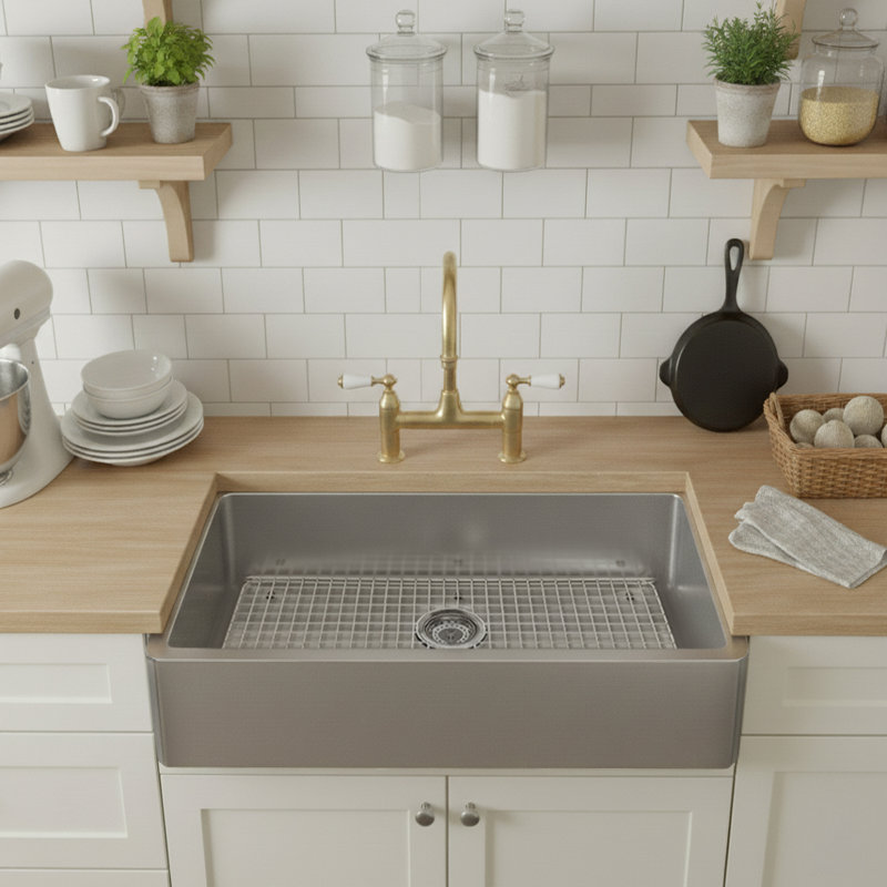 Grille d'évier de cuisine en acier inoxydable Whitehaus pour évier modèle WHNAP3218