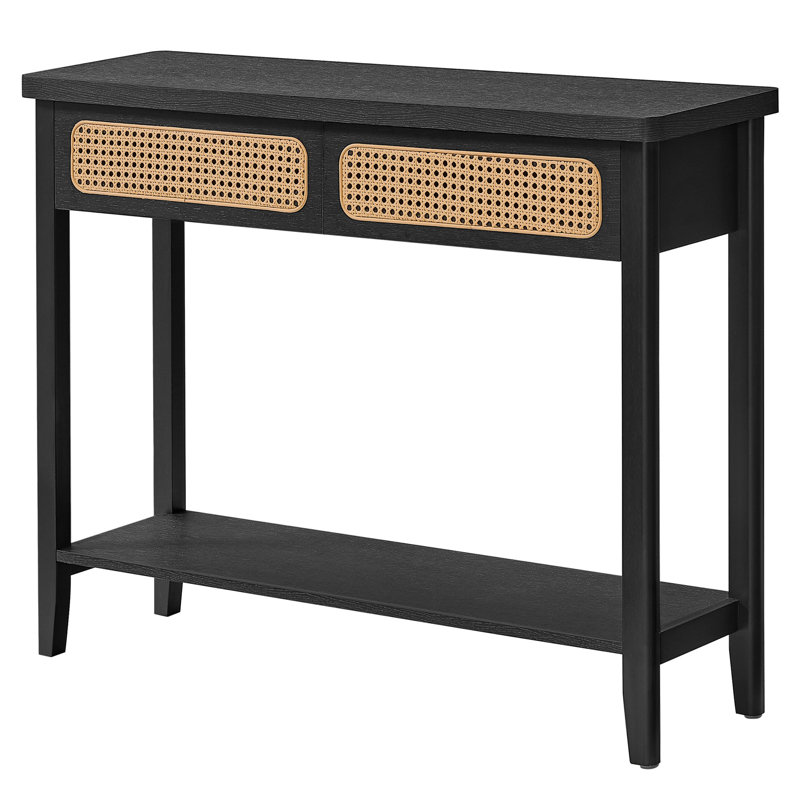 39.4" Console Table With 2 Drawers, Ash Black