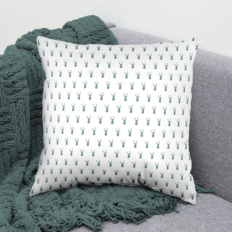 5Deer Pattern Double Sided Pillow, White