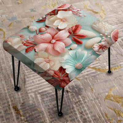 Seashell Whispers Tropical Pattern - Coastal Rectangle Ottoman