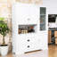 Garde-manger en bois avec tablettes de rangement, tiroirs et portes-467515556