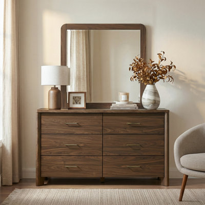Ensemble commode et miroir 6 pièces 2 tiroirs Elena