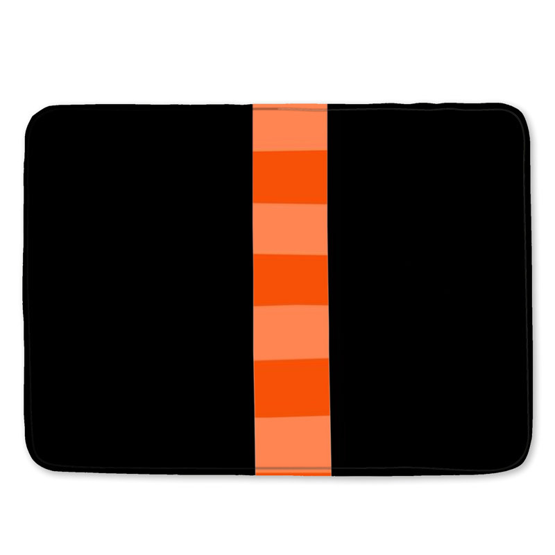 Tapis de bain noir et orange à carreaux, L 34 po x L 21 po, Noir / orange / damier