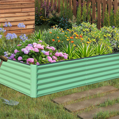 Galvanized Raised Garden Bed, Outdoor Planter Garden Boxes Large Metal Planter Box for Gardening Vegetables Fruits Flowers