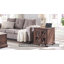 Table de bout de style campagnard carré H 25 po x l 24 po avec station de charge et portes de grange-887903931