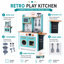 Teamson Kids Little Chef Santos Retro Small Play Kitchen with stove, Microwave, Oven, Chalkboards and 7 Accessories