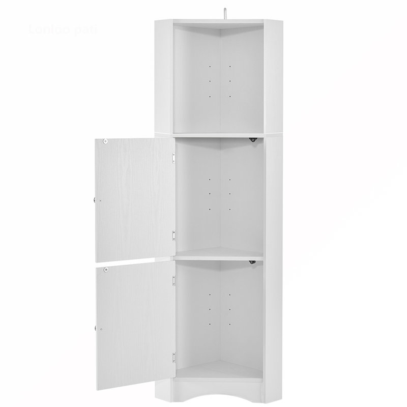 Armoire de rangement de coin autoportante pour salle de bain, Blanc