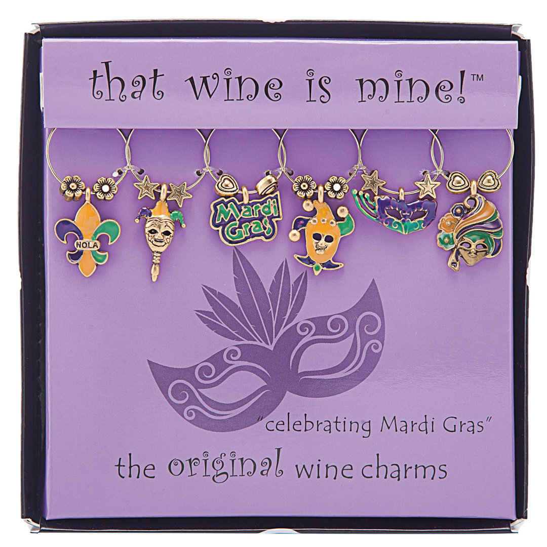 Pegg Celebrating Mardi Gras 6 Piece Wine Charm Set Ebern Designs