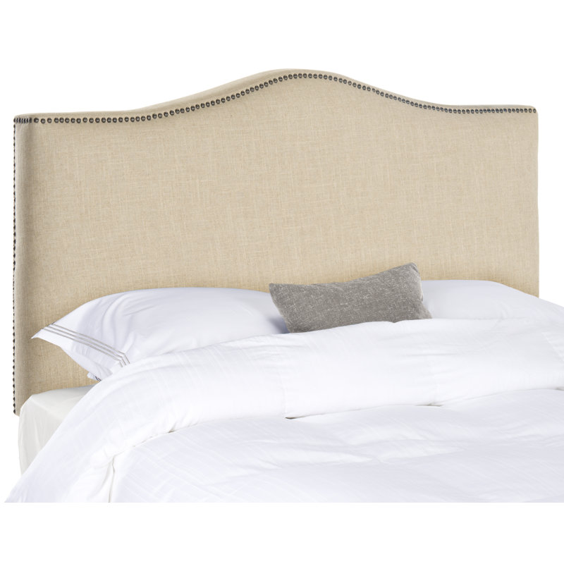 Laken Upholstered Headboard, Queen, Hemp Linen , Brass