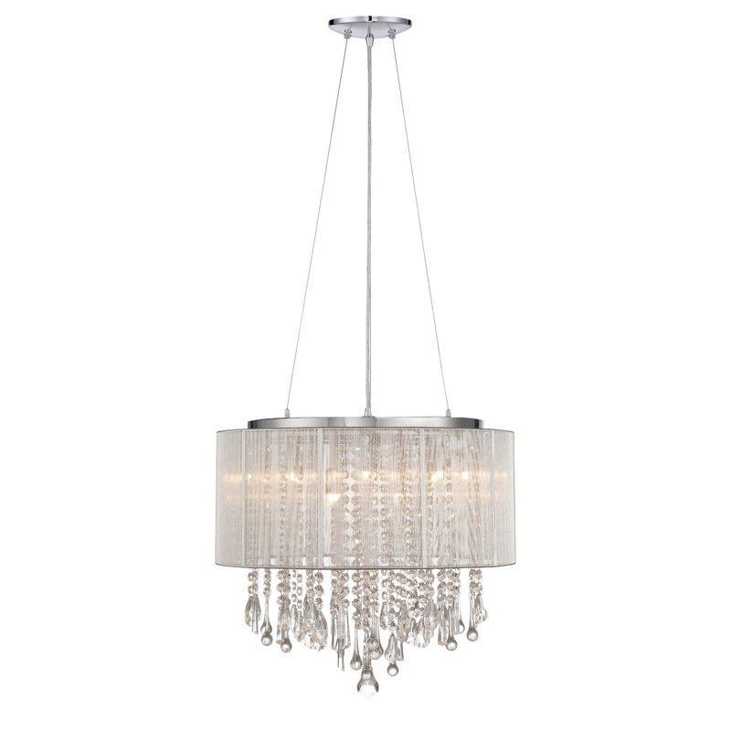 Macalester 12 - Light Steel Dimmable Drum Chandelier, Silver, 18.5" H x 20" W