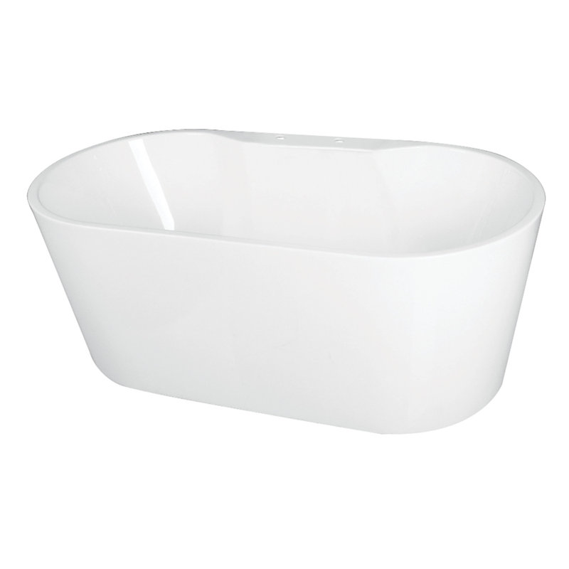 Kingston Brass Aqua Eden 59-Inch Acrylic Oval Double Ended Freestanding Tub with Drain