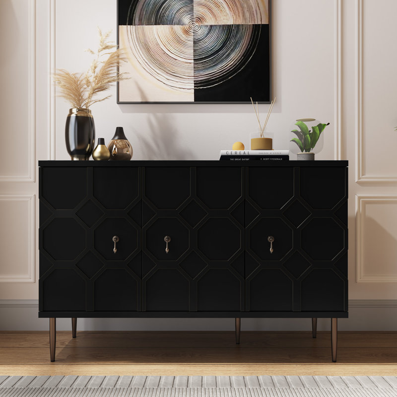 Modern Freestanding Storage Accent Cabinet with 3-Doors Sideboard Buffet for Living Room, Dining Room, Bedroom, and Entryway