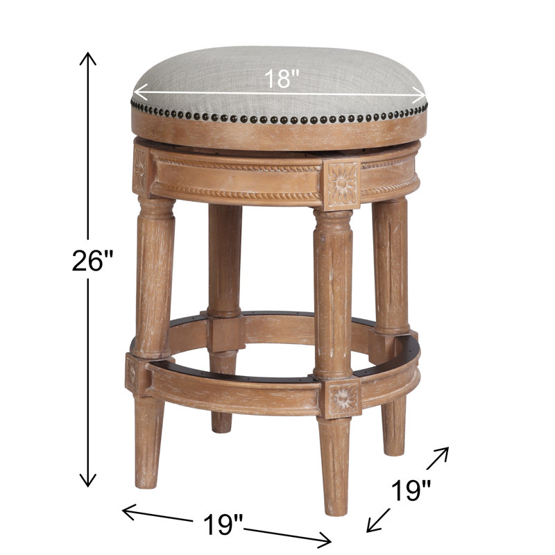 Tabouret de bar et de comptoir Mehar, Naturel patiné, 1, Tabouret de comptoir (siège d'une hauteur de 26 p