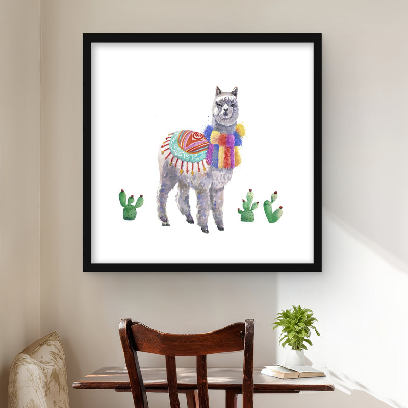 Impression traditionnelle de lama péruvien | Décoration intérieure encadrée