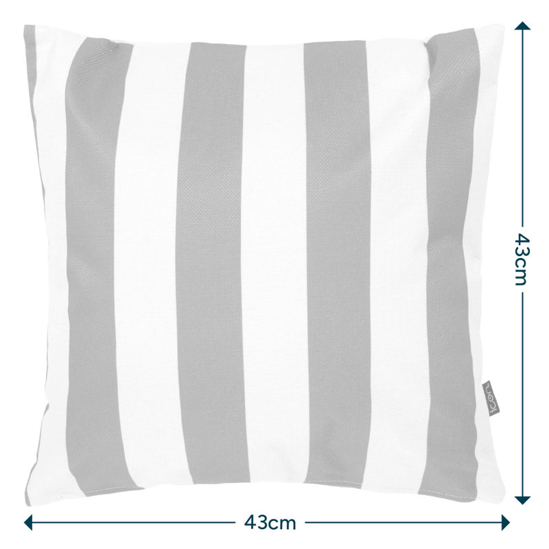 Indoor / Outdoor Square Cushion, Terracotta/White Striped