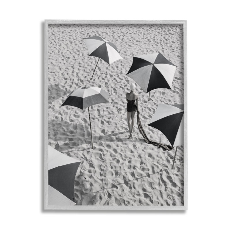 Az-997, reproduction de plage rétro encadrée sur toile par Graffi, Estampe numérique Farmhouse, H 14 po x l 11 po x P 1,5 po