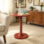 Table d'appoint ronde vintage de 56 cm (22 pouces) avec piédestal tourné, idéale pour le salon et la chambre.
