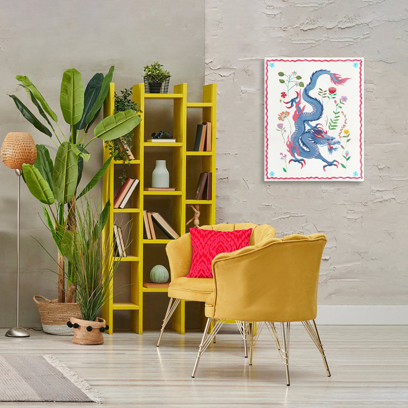  Art mural sur toile "Dragon et plantes" par Melissa Wang, H 30 po x l 24 po