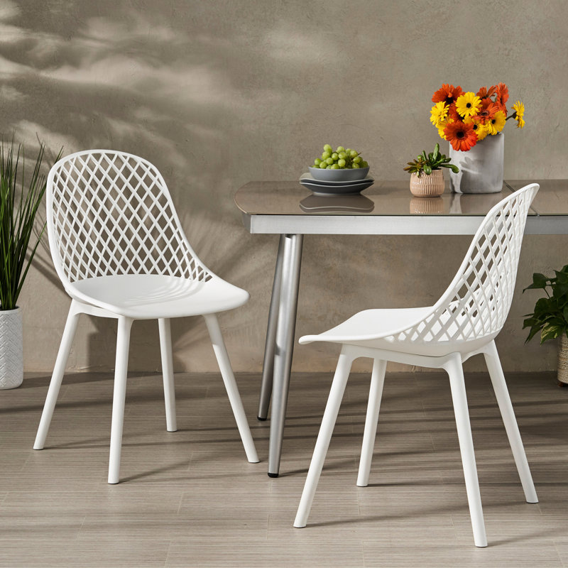 Mobilier d'extérieur en polypropylène - Chaises en maille diamant, Blanc