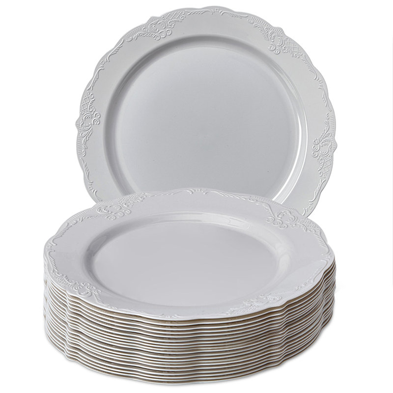Assiette à salade jetable en plastique épais, Gris