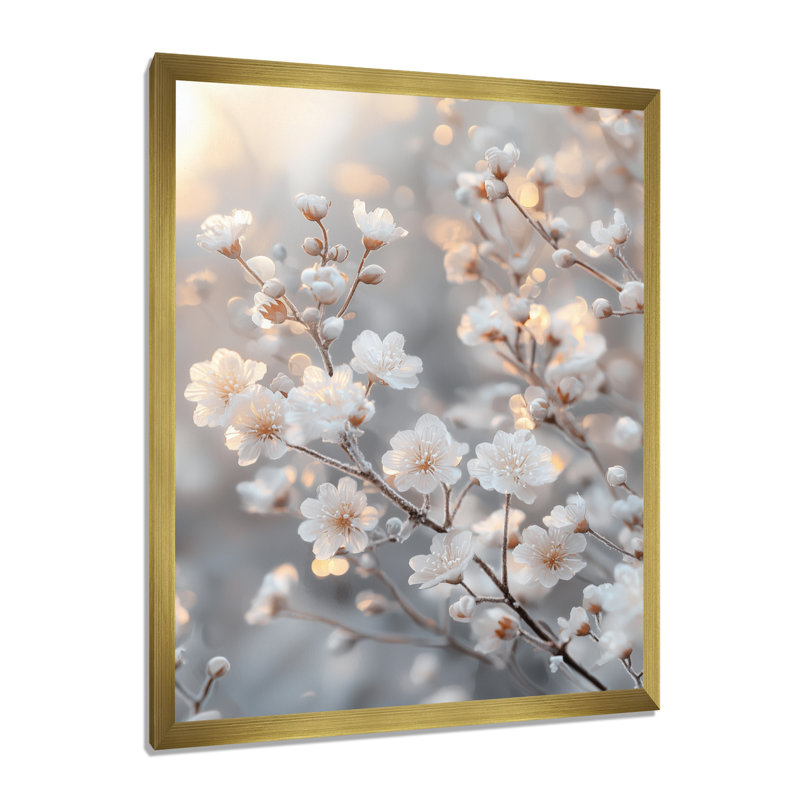 Nakamura - impressions sur toile florales, H 44 po x l 34 po, Reproduction encadrée d'une seule photo, Doré