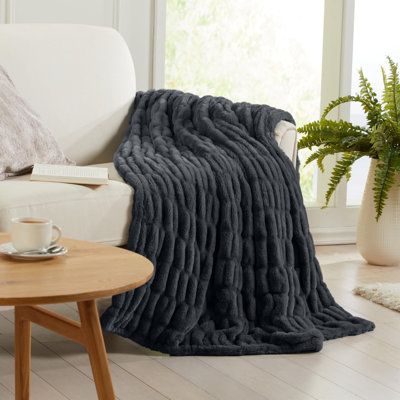 Jeté Luxury Micro Plush, fausse fourrure épaisse, 60 po x 70 po, ultra peluche