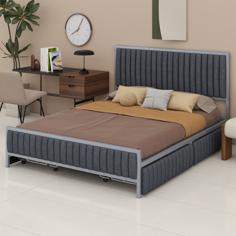 Ebern Designs Upholstered Bed With 4 Drawers | Wayfair