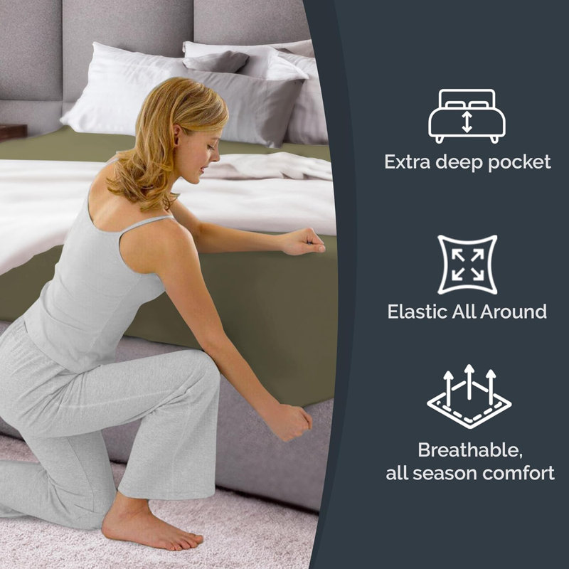 Sage Green Queen Microfiber Deep Pocket Fitted Sheet