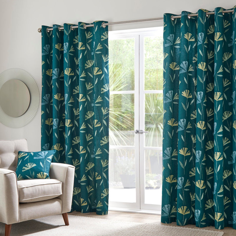 Cotton Semi Sheer Curtain Pair, Ochre, Width 229 x Drop 183 cm