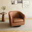 Fauteuil demi-tonneau pivotant en similicuir brun avec base en bois massif Applewold-633850634
