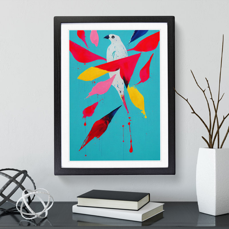 XV1022-3293X Painted Bird No.1 Abstract - Single Picture Frame Painting, Black, 64cm H x 46cm W x 2cm D