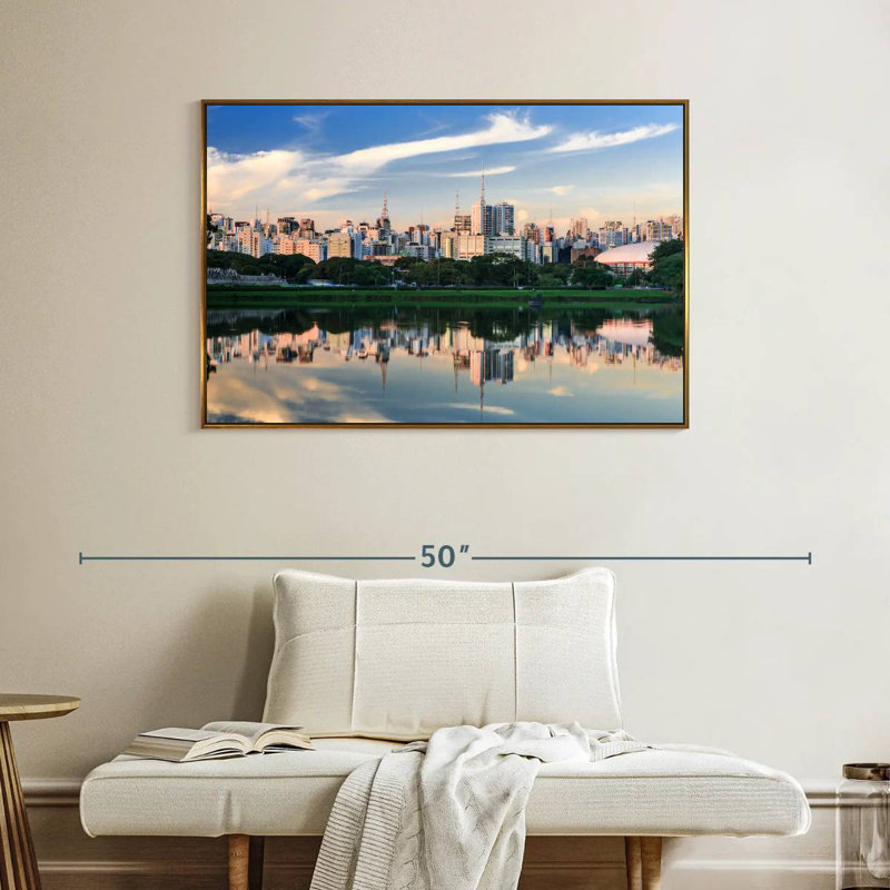 Horizon du parc d'Ibirapuera, Cadre flottant doré, 40 po x 27 po