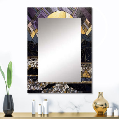 Vitrail doré - miroir de ville, miroir mural décoratif moderne, impression d'art en métal