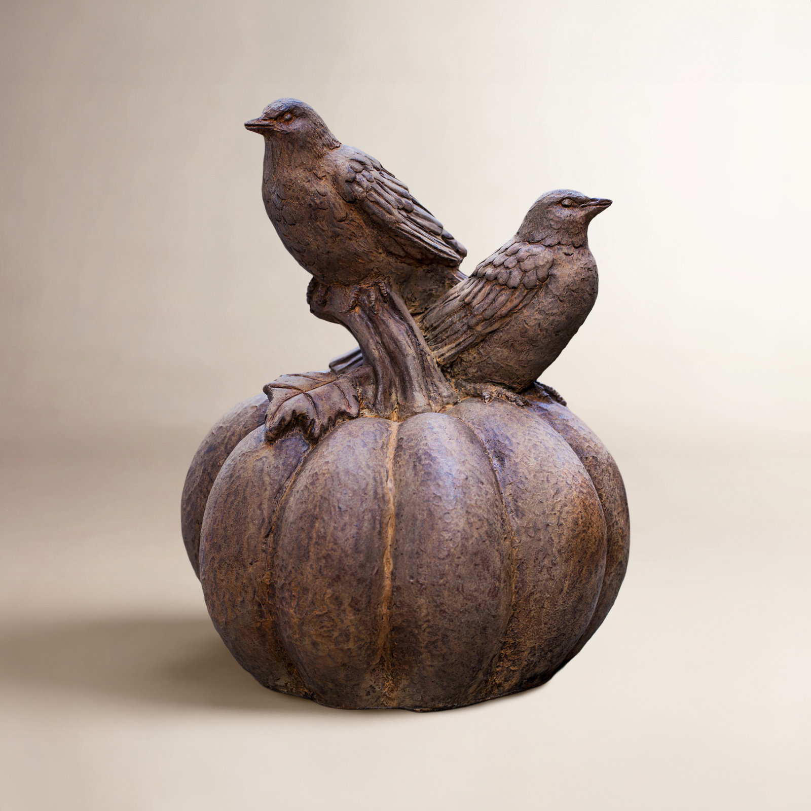 Birds on Pumpkin Statue, Brownstone
