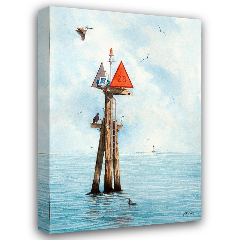 «Longshore Tides Rizzo», art sur toile tendue par Gene Gallery: Channel Marker, H 40 po x l 28 po