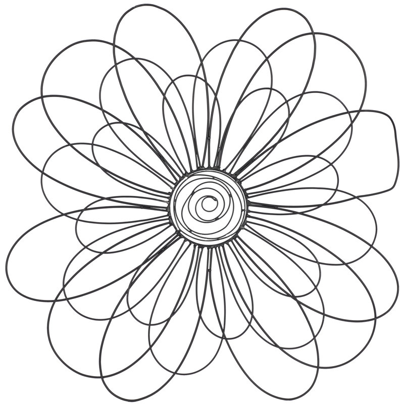 Metal 3D Wire Floral Black Wall Decor with Crystal Embellishments