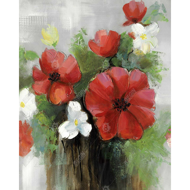 Abstrait abstrait fleurs sauvages - décor de toile botanique moderne, H 60 po x l 48 po
