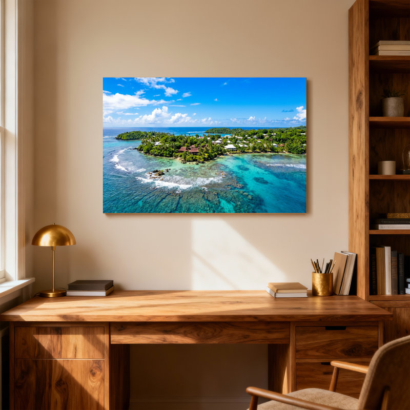 Paysage et nature, île tropicale, vue aérienne, H 32 po x l 48 po
