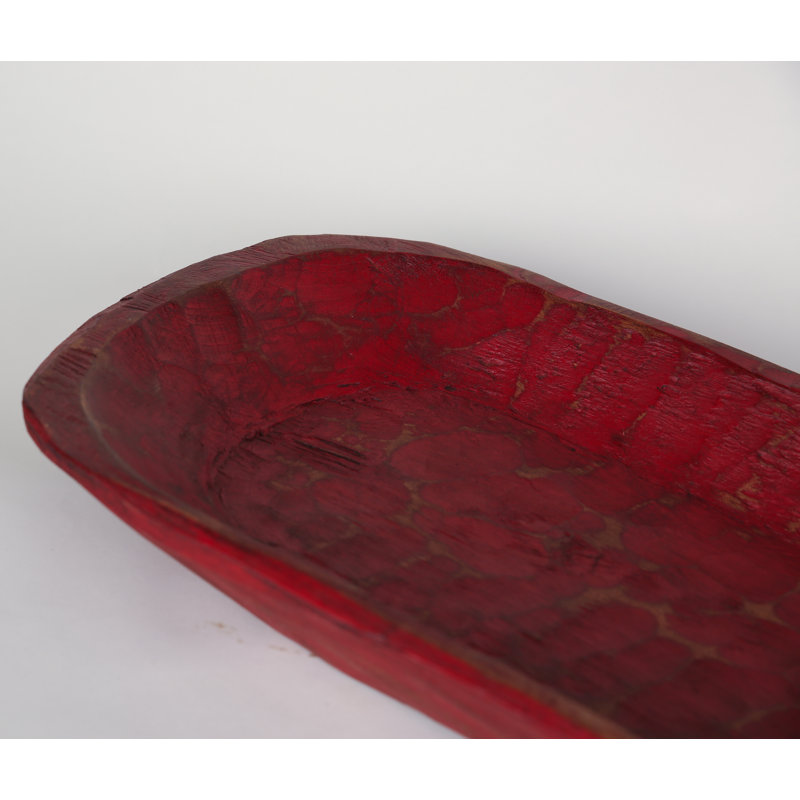 Bol décoratif peint en bois rustique, Rouge