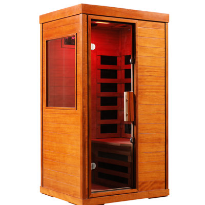 Pièce sèche intérieure à infrarouges lointains avec lecteur de musique, lecture, éclairage à 7 couleurs, 6 panneaux chauffants en fibre de carbone, commande tactile, porte en verre trempé, température de minuterie