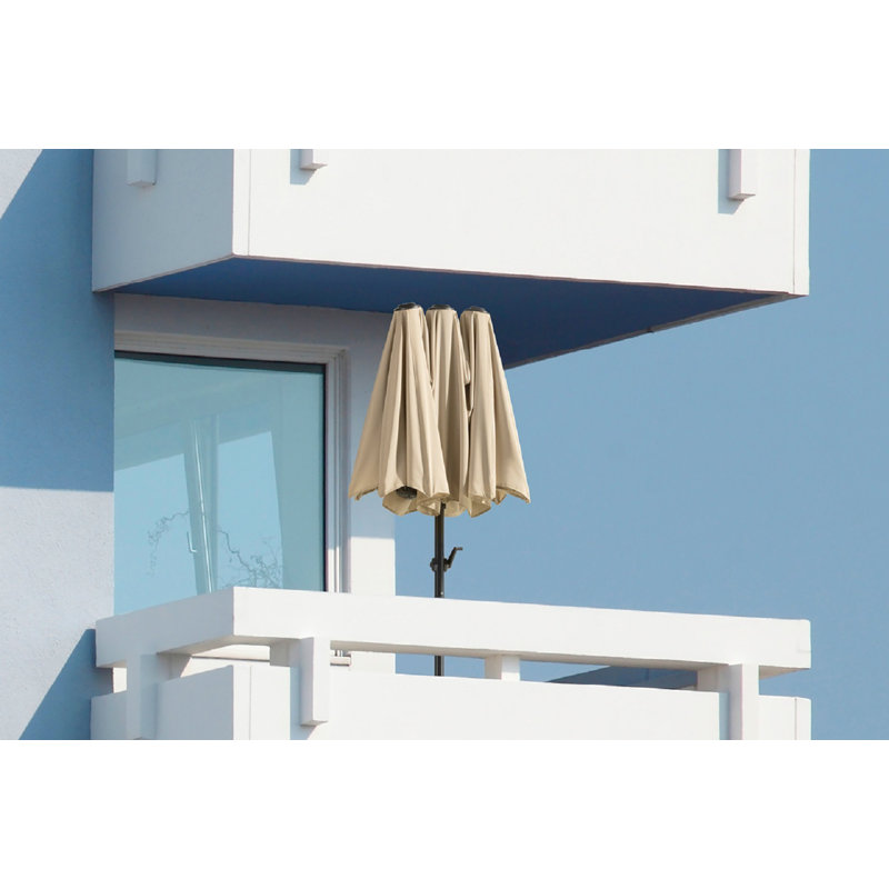 Salerno 3m x 1.5m Rectangular Balcony Parasol, Natural Brown