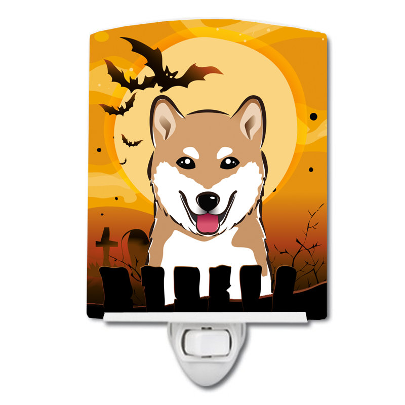 Éclairage de nuit en céramique halloween basset hound, Shiba Inu