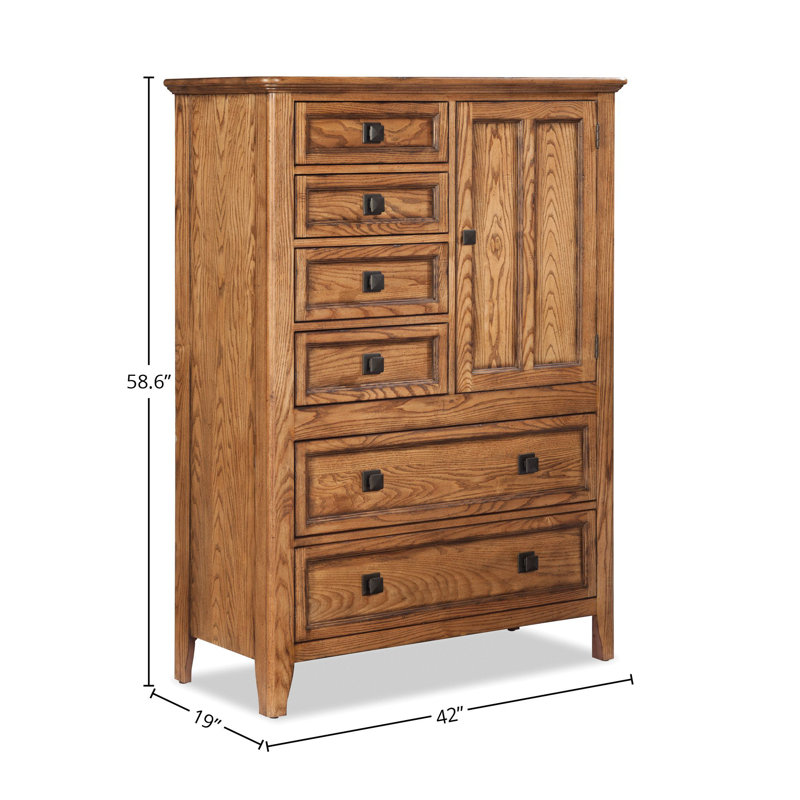 Commode combinée en bois massif à 6 tiroirs 42 po Kinneth