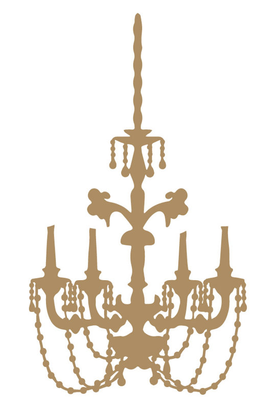 Décalcomanie murale lustre baroque, Brun pâle, H 24 po x l 13 po x P 0,01 po