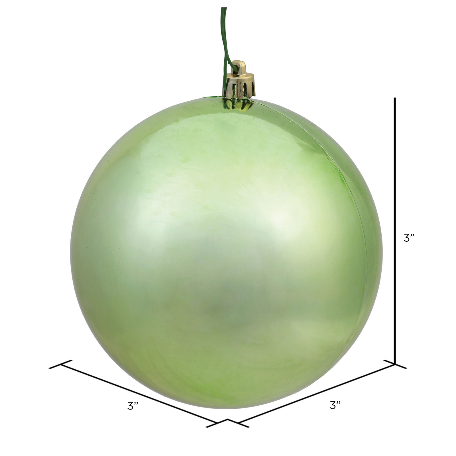 Holiday Décor Ball Ornament, Shiny Celadon, 3" H x 3" W x 3" D