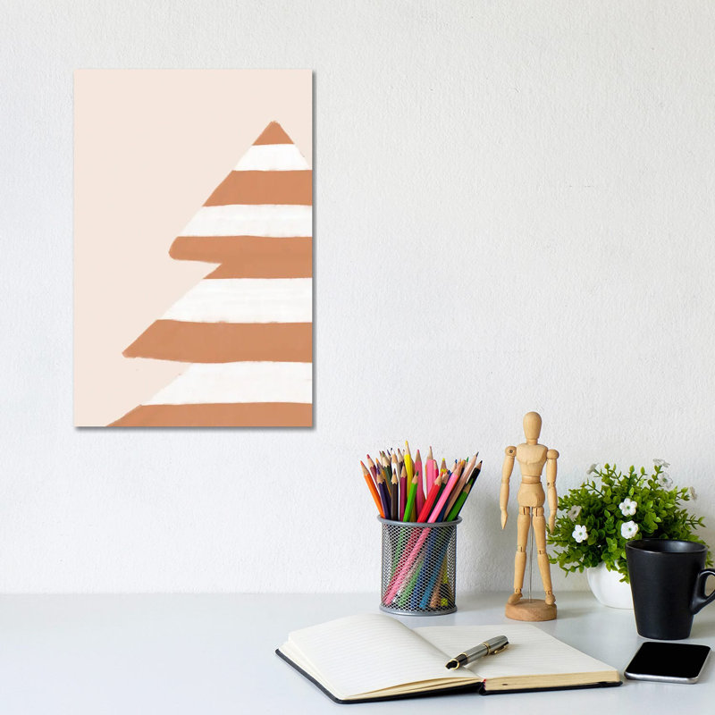 Stripey Xmas Tree - Wrapped Canvas Print, 20.32 cm H x 30.48 cm W