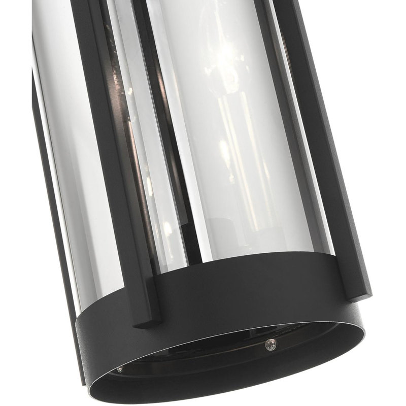 2-Light Outdoor Pendant Lantern with Smoke Glass Shade, Black