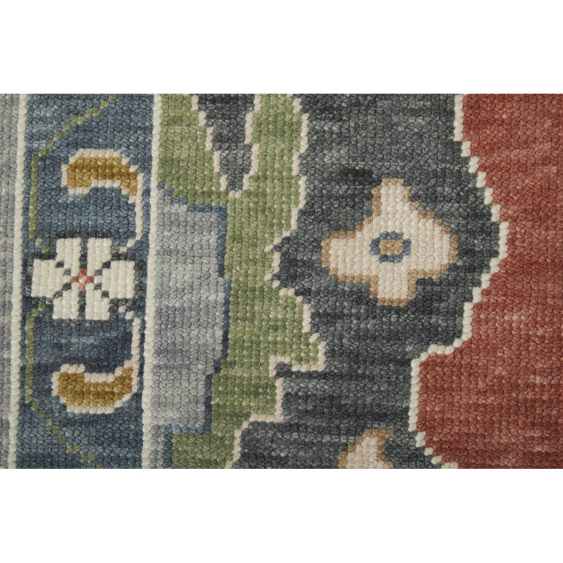 Karina Hand Knotted Wool Oriental Area Rug in Blue/Beige/Gray, Rectangle 12' x 15'