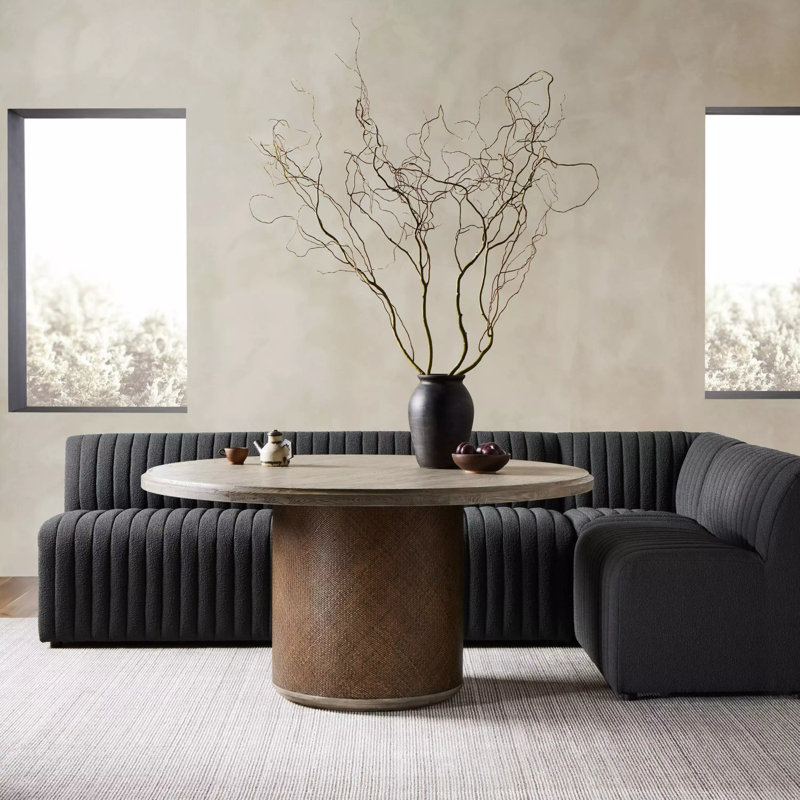 Augustine Modular Sectional,  31.5" H x 91.5" W x 66.5" D, Cream Polyester